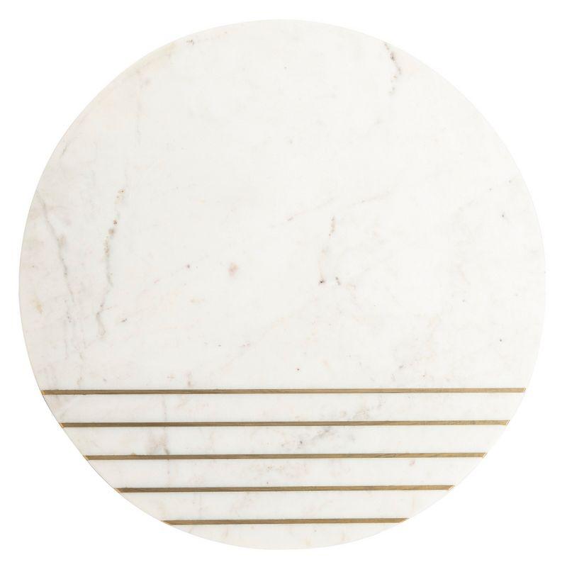 Valerie Marble Accent Table - White Marble/Brass - Safavieh.