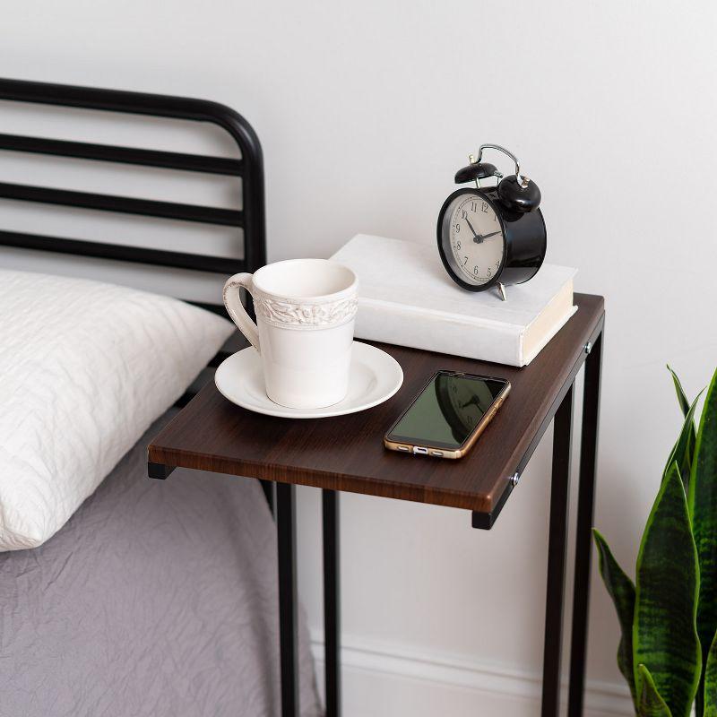 IRIS USA Wood and Metal Frame Side Table, Accent Sofa End Table Coffee Snack, Bedroom Night Stand, Living Room Computer Desk, C-Shape Wide