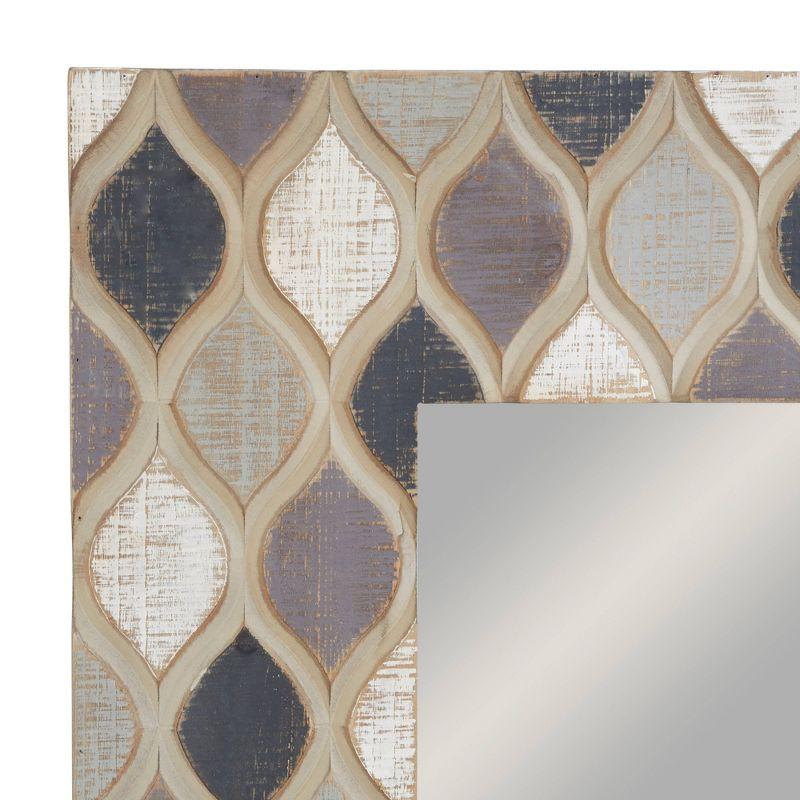 Wood Wall Mirror with Diamond Pattern Beige - Olivia & May: Farmhouse Style, Rectangular, No Assembly Required