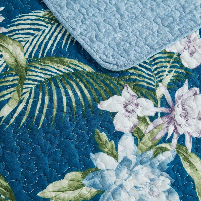 Tommy Bahama Southern Breeze Blue Cotton Reversible Quilt Set