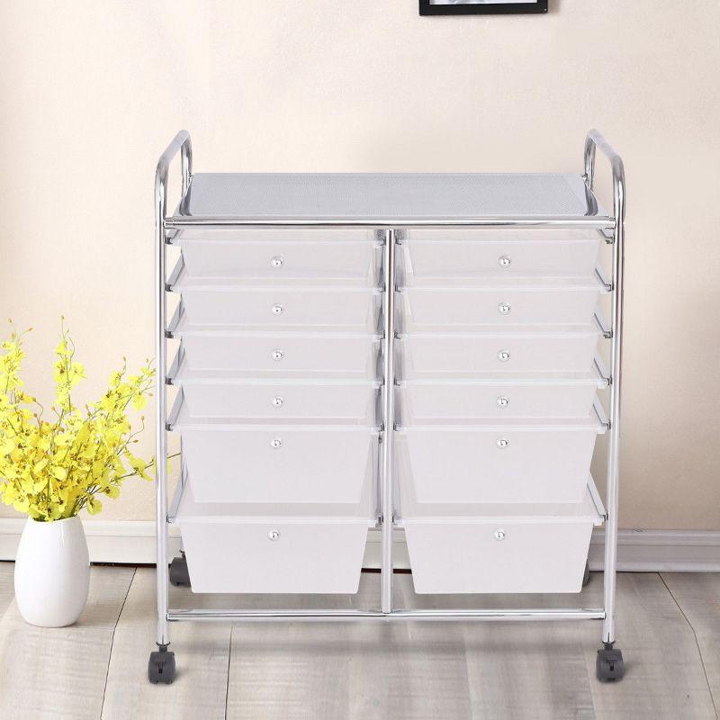 Costway 12 Drawers Rolling Cart Storage Mutlicolor Scrapbook Paper Studio Organizer Bins