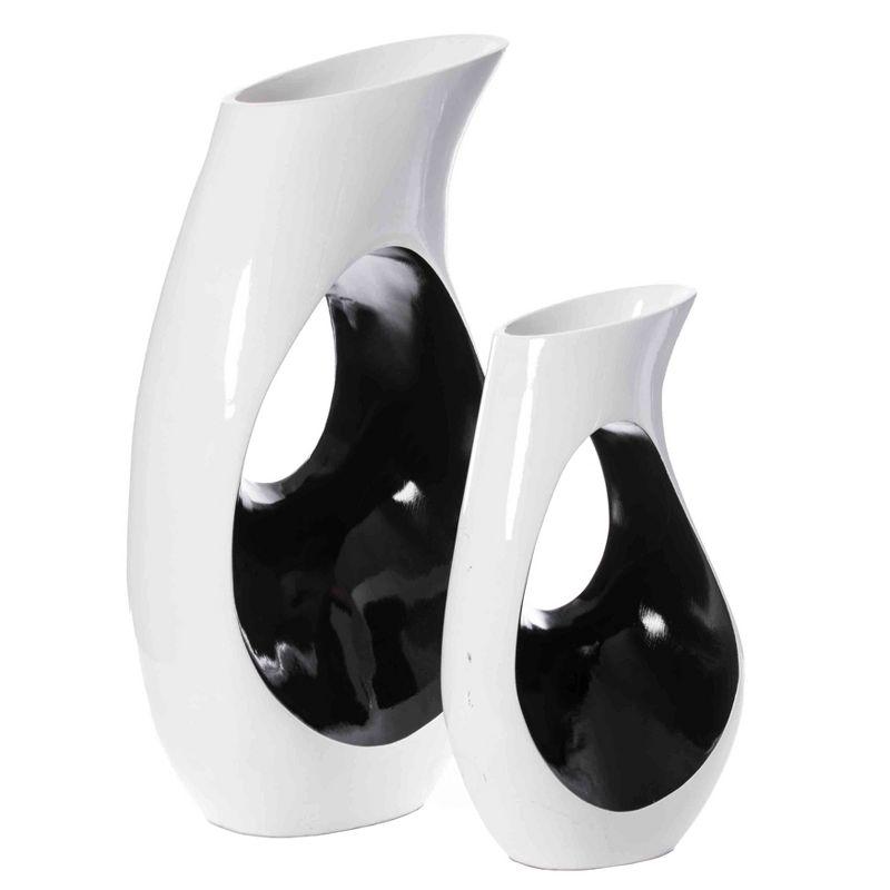 Uniquewise Tall Modern floor vase, White Unique Trumpet Floor Vase, Interior Decoration 24" Tall
