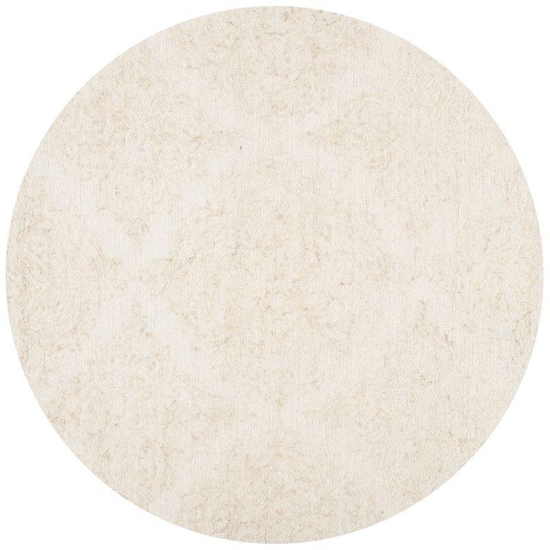 Abstract ABT279 Handmade Tufted Area Rug - Beige/Grey - 6' X 6'  Round - Safavieh