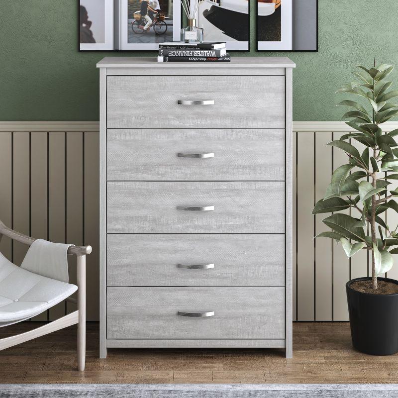 Galano Layton Dusty Gray Oak 5 Drawer 31.5 in. Wide Chest of Drawer (Sturdy, Effortless Assembly with Interlocking Drawers)