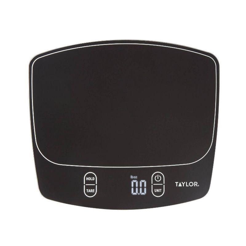 Taylor Waterproof Digital Kitchen 11 lb Food Scale Black: LCD Display, Battery Powered, Measures Grams & Ounces