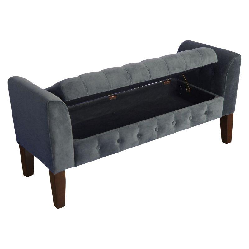 Luxurious Dark Gray Velvet Tufted Storage Settee Bench