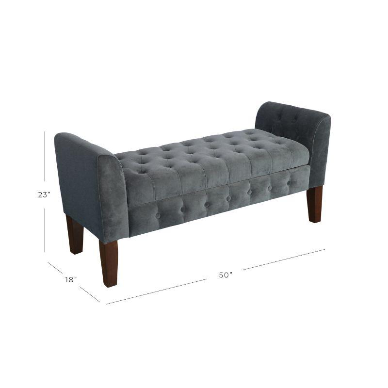 Luxurious Dark Gray Velvet Tufted Storage Settee Bench