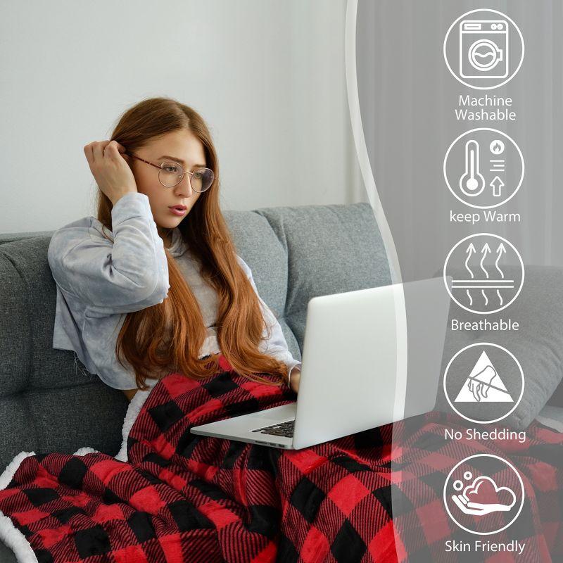 Catalonia Velvety Fleece Blanket Throw, Super Soft Warm Fleece Plush Bed Blanket, 60"x80", Winter Caring Gift, Christmas Gift, Red Plaid