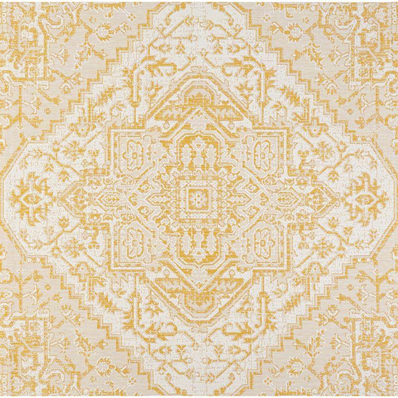 Bohemian Star Medallion Cream/Yellow Square Indoor/Outdoor Rug