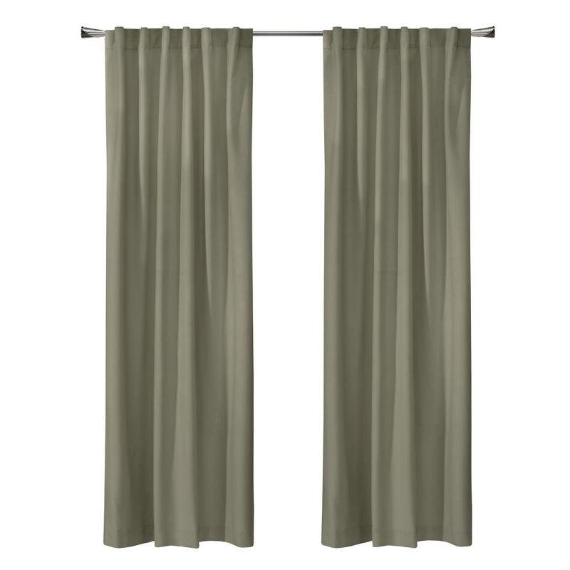 Thermaplus Seren Room Darkening Window Treatment Dual Header Curtain Panel for Bedroom Livingroom 50" x 63" Taupe