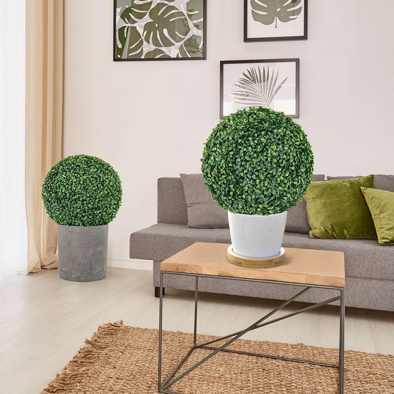 Tangkula 2 PCS 16" Artificial Boxwood Topiary Balls Sun-protective Round Greenery Bushes