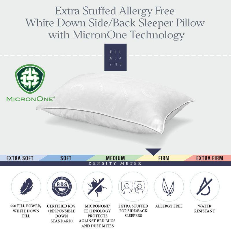 Ella Jayne Home MicronOne Allergen-Free White Down Pillow, Firm Density