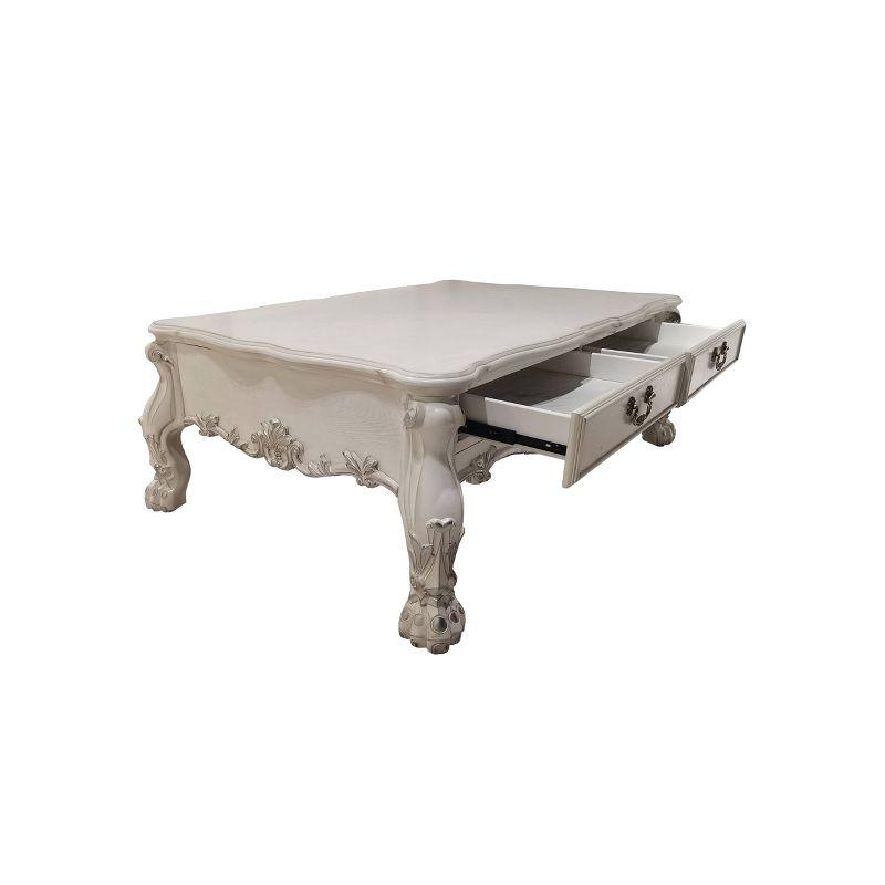 Dresden 57" Bone White Wood Coffee Table with Storage Drawers