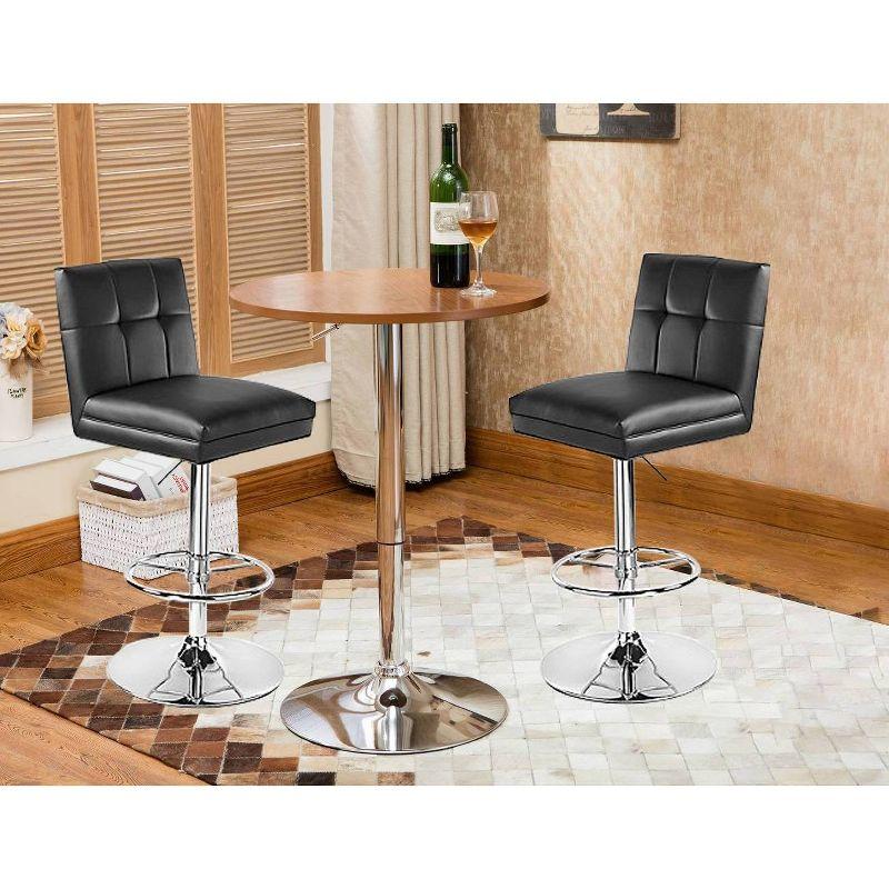 Set of 2 Sloan Adjustable Faux Leather Swivel Barstools Black - Boraam: Modern Metal Frame, 250lb Capacity