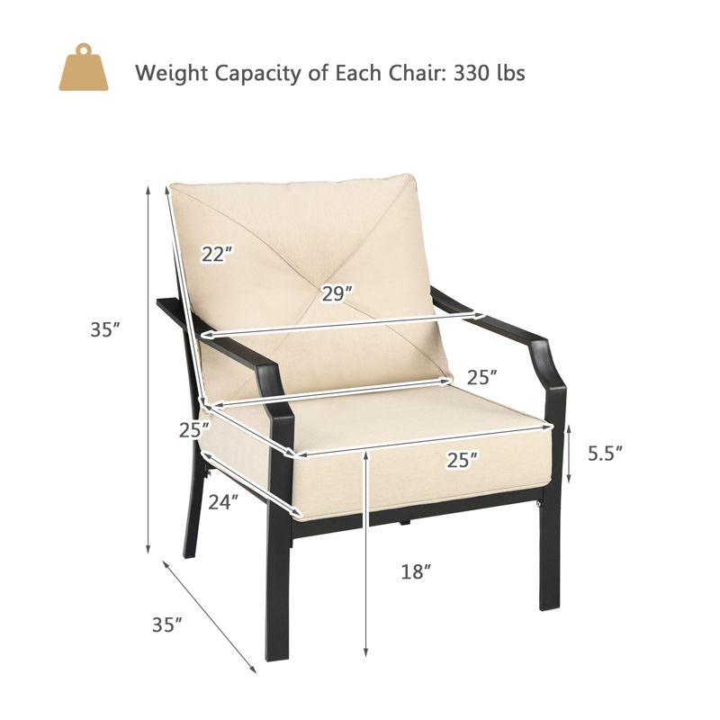 Tangkula Set of 2 Patio Dining Chairs Outdoor Armchairs w/Padded Cushions for Backyard Garden Balcony