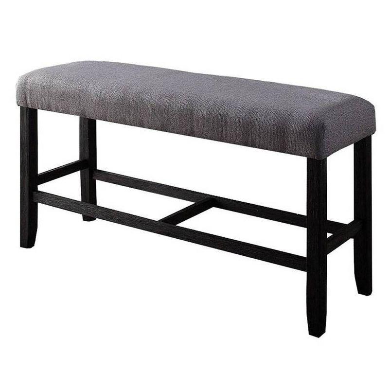 Acme Furniture 48" Yelena Fabric Counter Height Bench Weathered Espresso : Linen Upholstery, Wood Frame