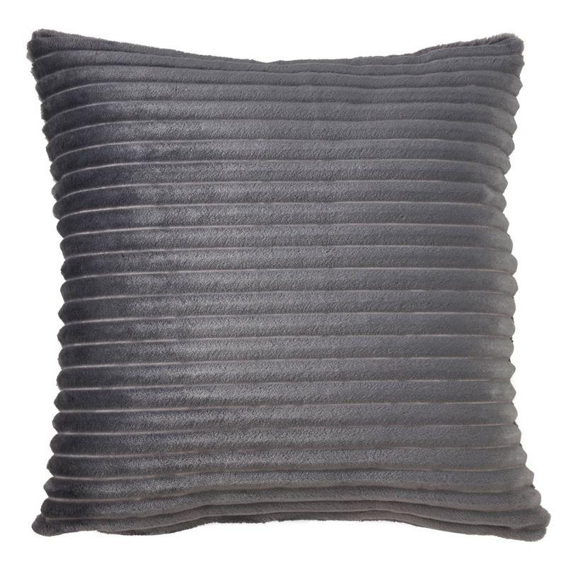 18" Faux Rabbit Fur Pillow Poly Filled Gray - SARO Lifestyle