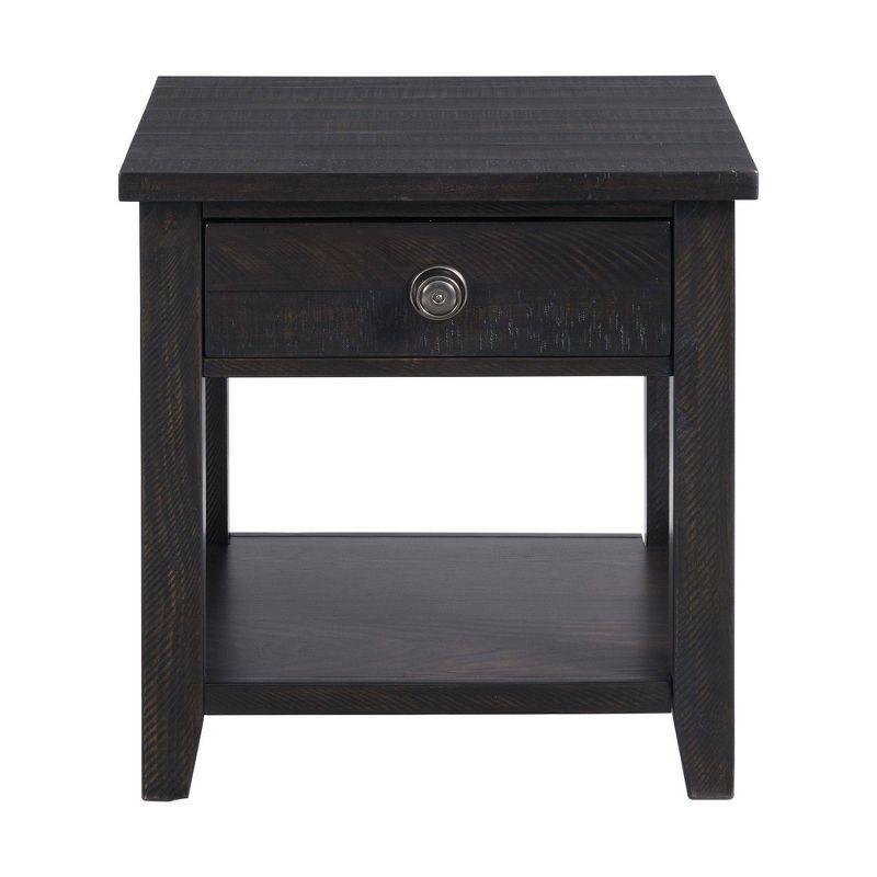 Picket House Furnishings Kahlil End Table with Drawer Espresso : Mid-Century Modern, Acacia & Pine Frame, Spot Clean
