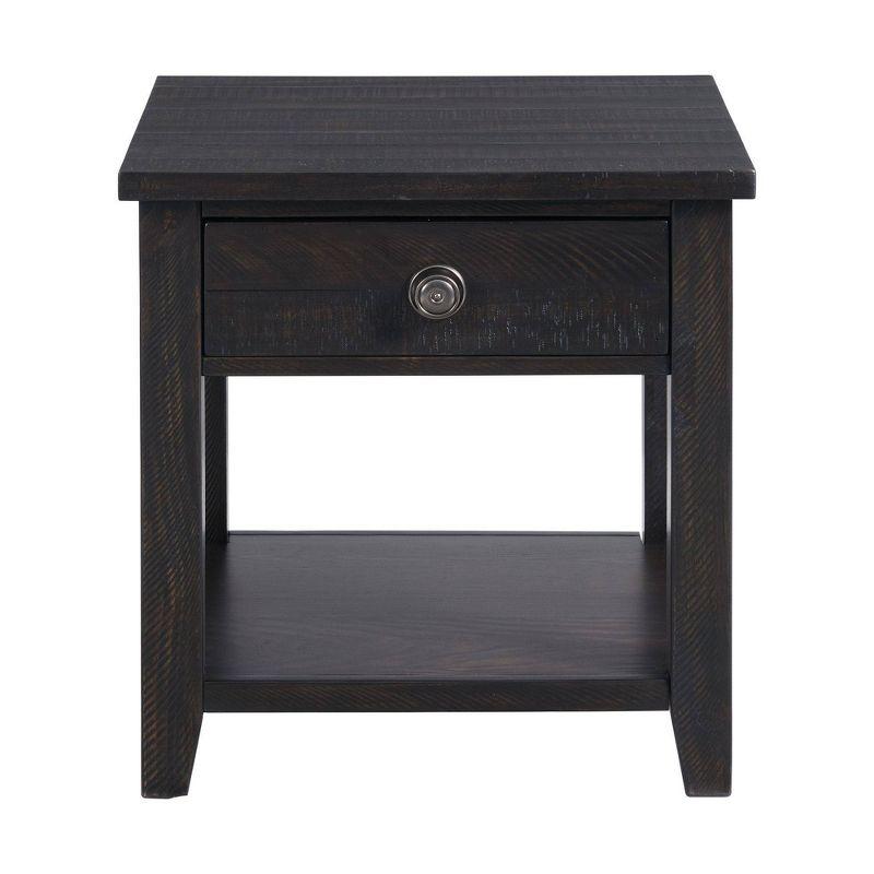 Espresso Brown Square Wood End Table with Drawer