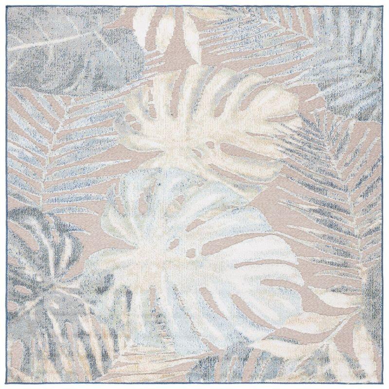 Sarasota SAR112 Power Loomed Indoor/Outdoor Area Rug - Light Green/Brown - 6'7"x6'7" - Safavieh.
