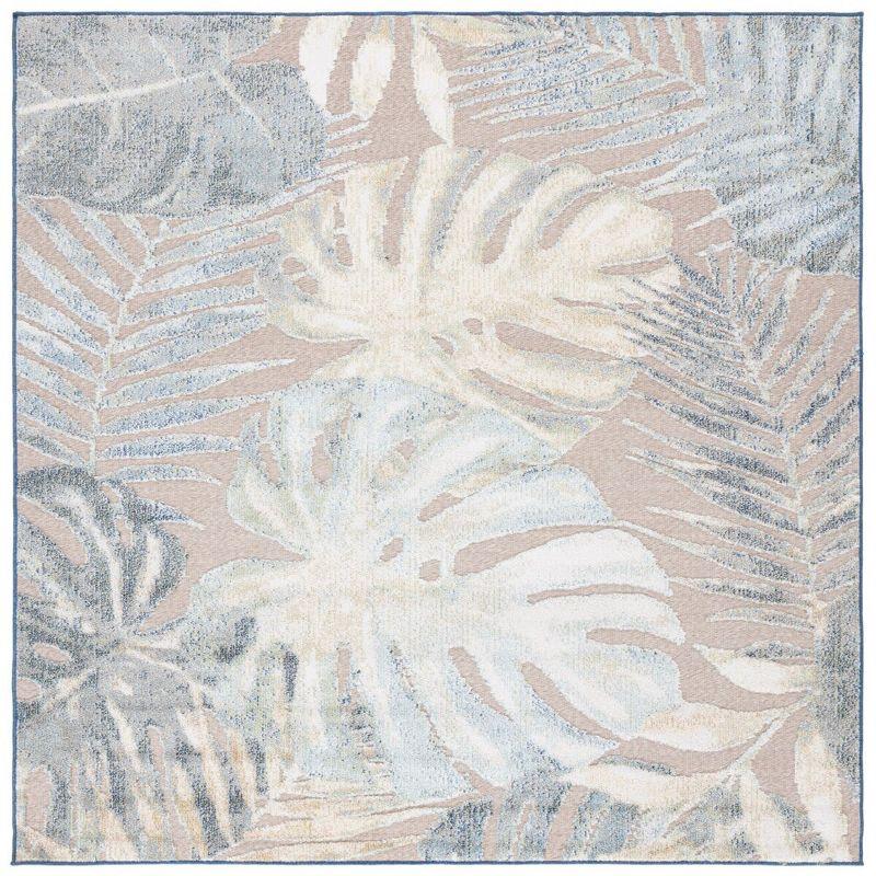 Sarasota Serenity 6'7" Square Light Green & Brown Floral Synthetic Rug