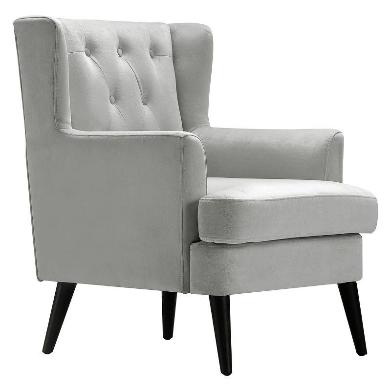 Pearl Grey Velvet Tufted Wingback Accent Chair 29.9"