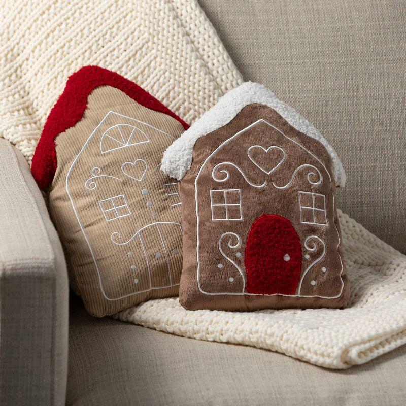 14" Gingerbread House Christmas Throw Pillows Set of 2, Multicolor (Set of 2)