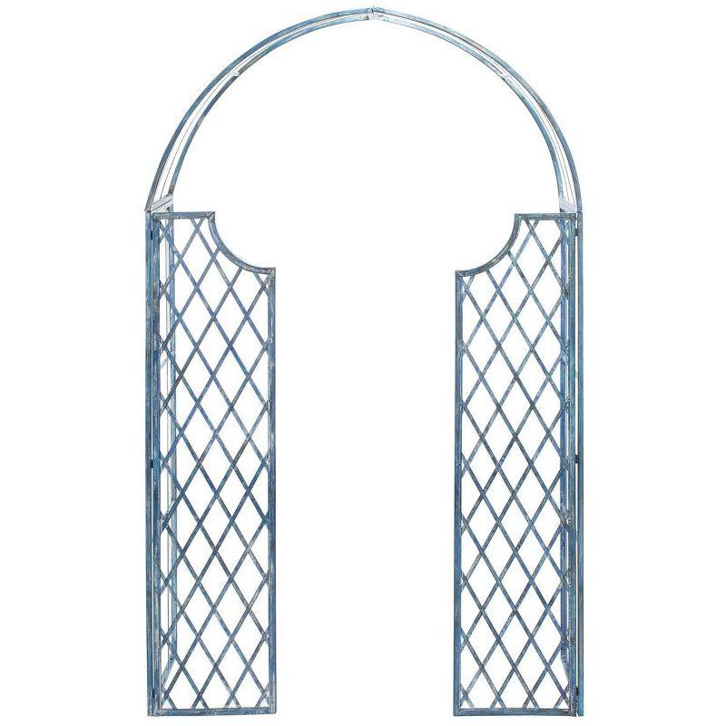 Antique Blue Iron Garden Arbor with Arch Design