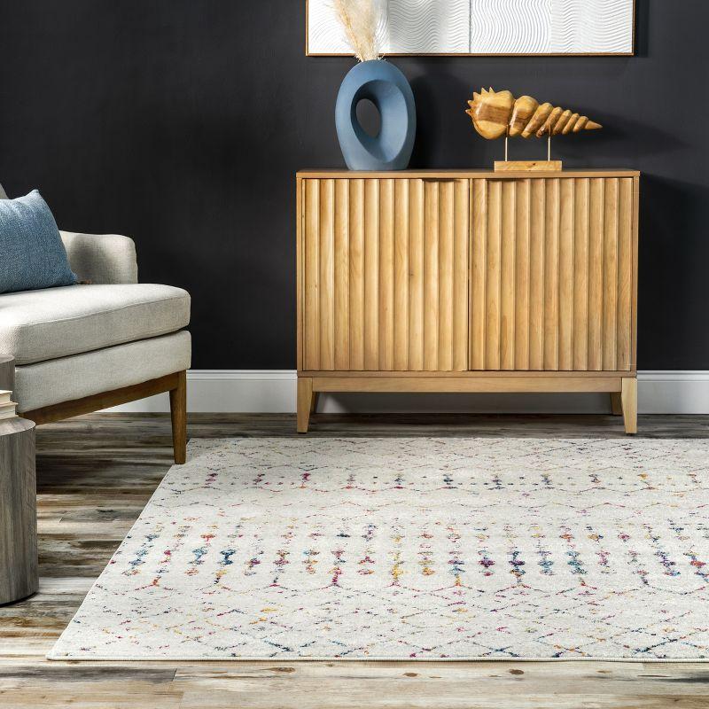 Nuloom 6 Square Moroccan Blythe Indoor Area Rug, Light Multicolor, Faded Bohemian Design, Stain Resistant, BedroomLiving Room, Kitchen,