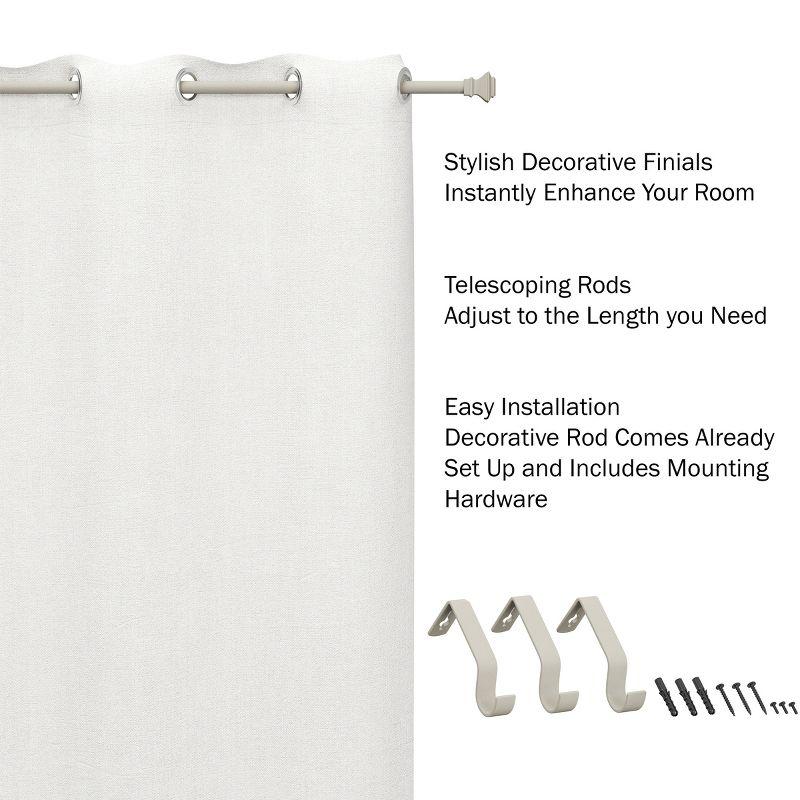 Lavish Home Decorative Modern Square Finials & Hardware- For Home Decor in Bedroom, Living Room & Kitchen- 66-120-Inch (Gray)