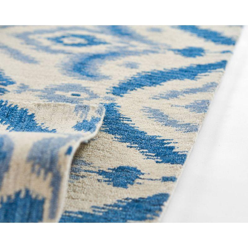 Momeni 3'6"x5'6" Leiden Ikat Elisha Handtufted Area Rug Blue: Wool, Medium Pile, Classic Pattern, Indoor Use