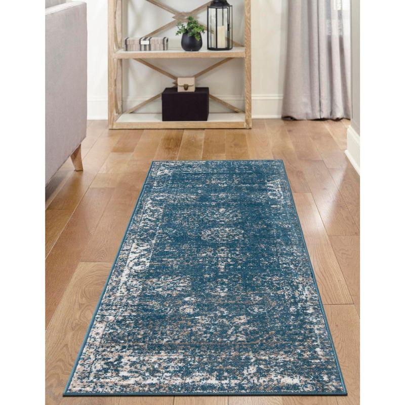 Unique Loom 3' 3 x 16' 5 Runner Sofia Blue Runner Rug