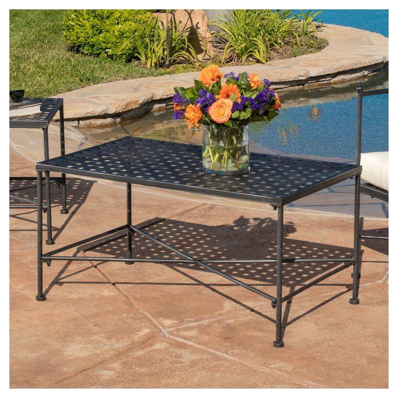 Petra Rectangle Iron Patio Coffee Table: Weather-Resistant, Christopher Knight Home