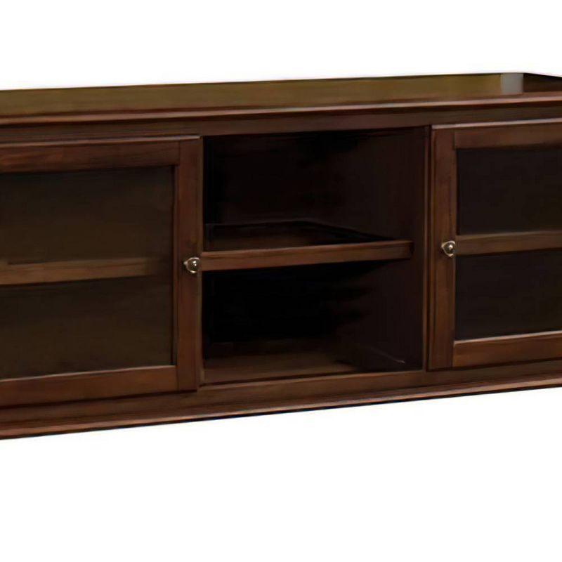 58" Dita TV Stand for TVs up to 59" Walnut - Acme Furniture: Glass Doors, Open Compartments, No Assembly Required