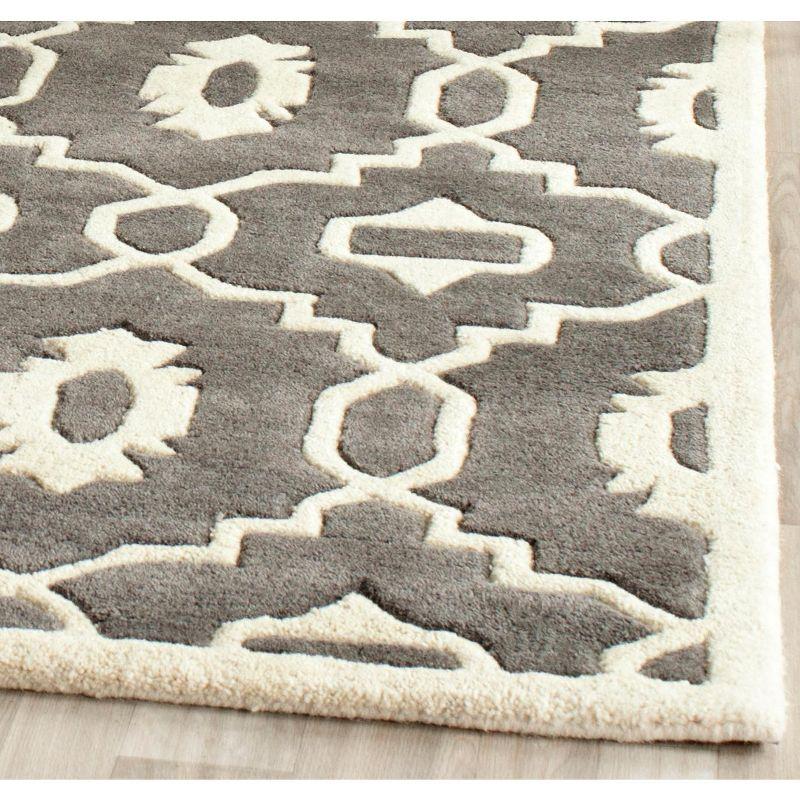 Hand-Tufted Elegance 7' Square Dark Grey Wool Area Rug