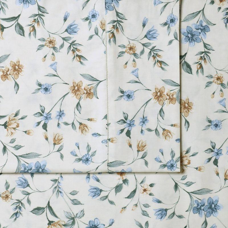 Twin 300 Thread Count Organic Cotton Deep Pocket Printed Sheet Set Carolina Cream- Azores Home