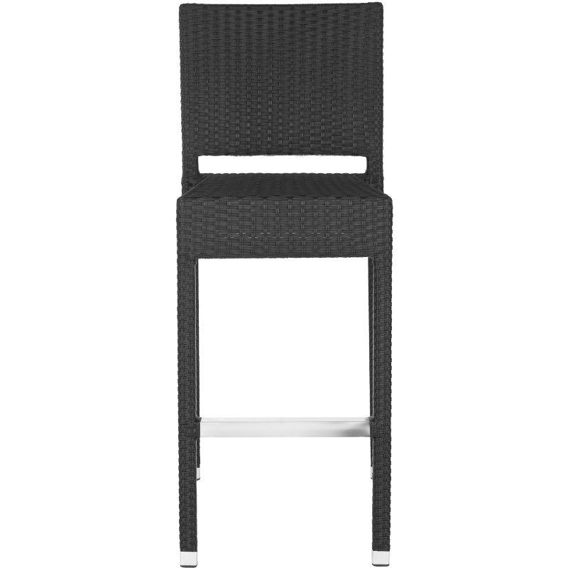 Bethel Black Wicker and Aluminum Bar Stool