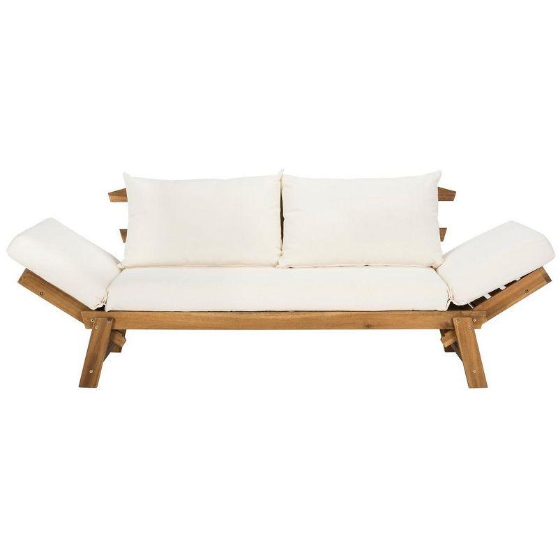 Natural Acacia Wood Daybed with Beige Cushions