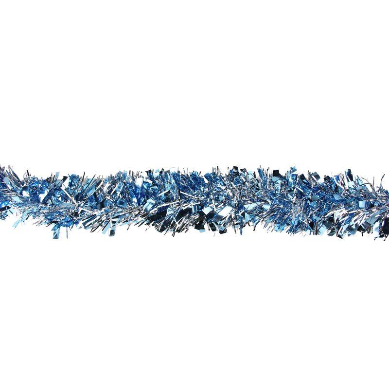 Northlight 12' x 4" Unlit Silver/Icy Blue Wide Cut Shiny Tinsel Christmas Garland