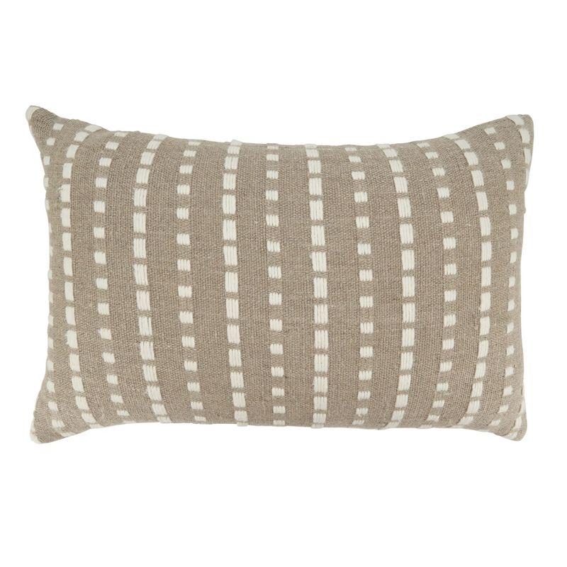 Saro Dudley Collection Striped Cotton Reversible Throw Pillow