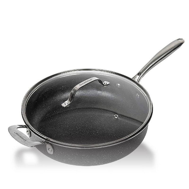 Granitestone 5.5 Quart Multipurpose Deep Saute Jumbo Cooker Fry Pan with Glass Lid