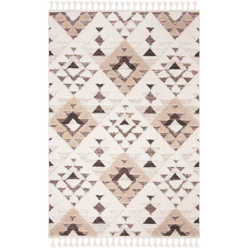 Moroccan Tassel Shag MTS688 Power Loomed Indoor Area Rug - Ivory/Brown - 9'x12' - Safavieh