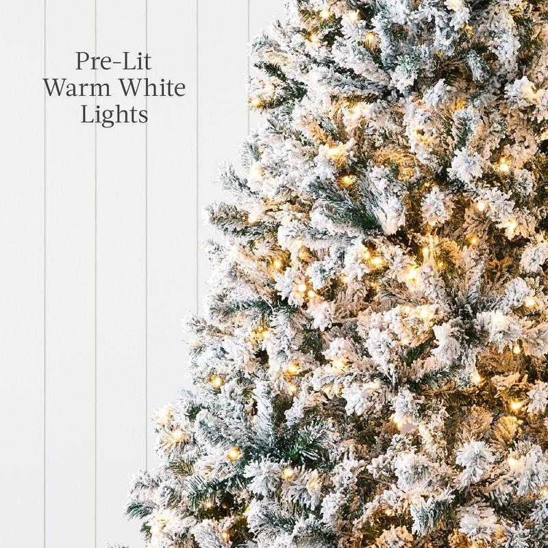 Best Choice Products Pre-Lit Holiday Christmas Pine Tree w/ Snow Flocked Branches, Warm White Lights