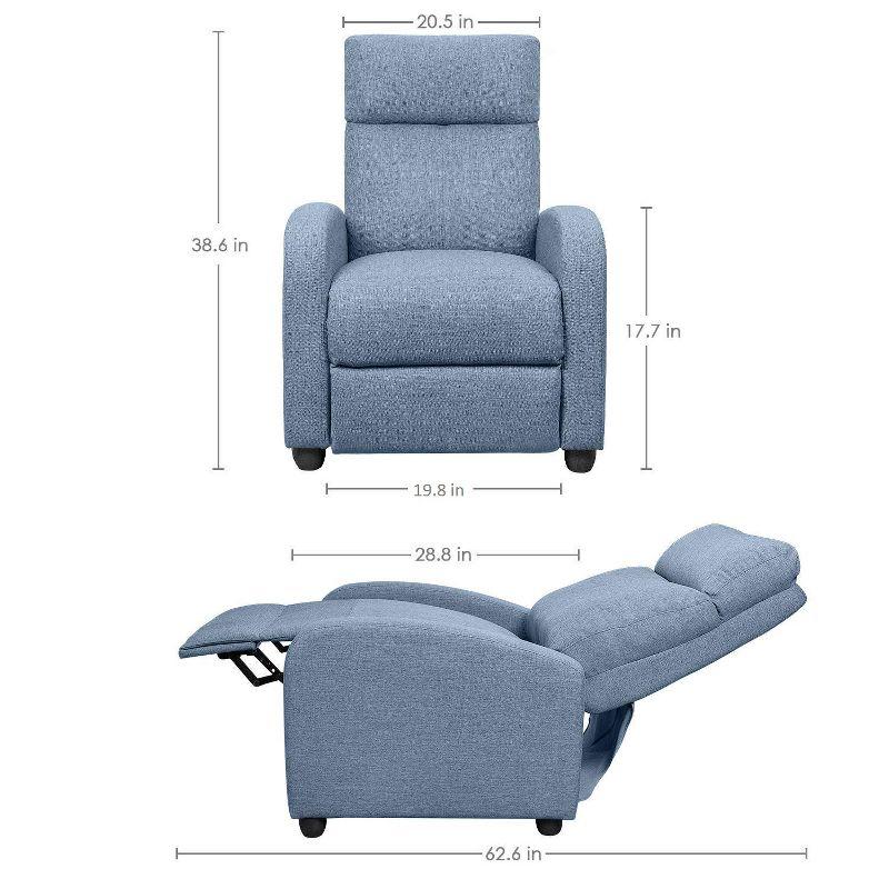 LACOO Linen Home Theater Recliner with Massage Backrest - Blue