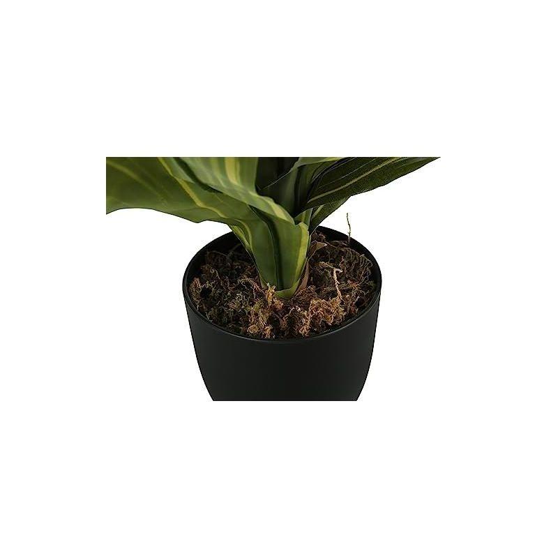 Monarch Specialties Artificial Plant 17 inch Tall Dracaena Indoor Faux Fake Table Greenery Potted Real Touch Decorative Green Leaves Black Pot