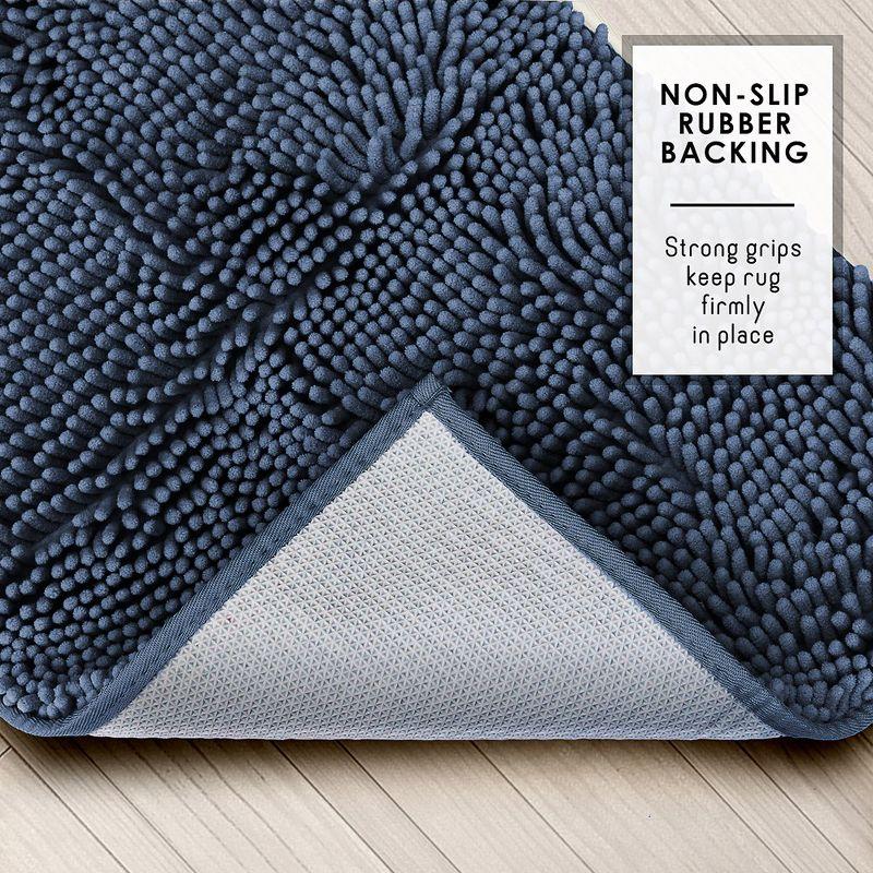 Hearth & Harbor Bathroom Rugs, Chenille Bath Mat - Navy Bath Rug, 26x44