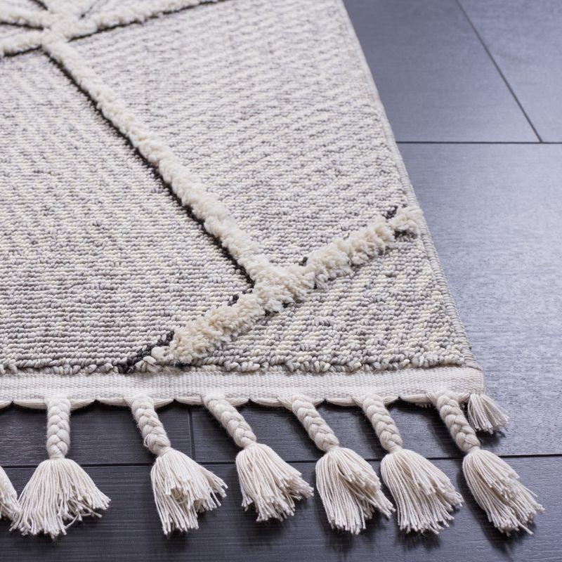 Nomadic Ivory & Grey Hand-Knotted Wool Square Rug