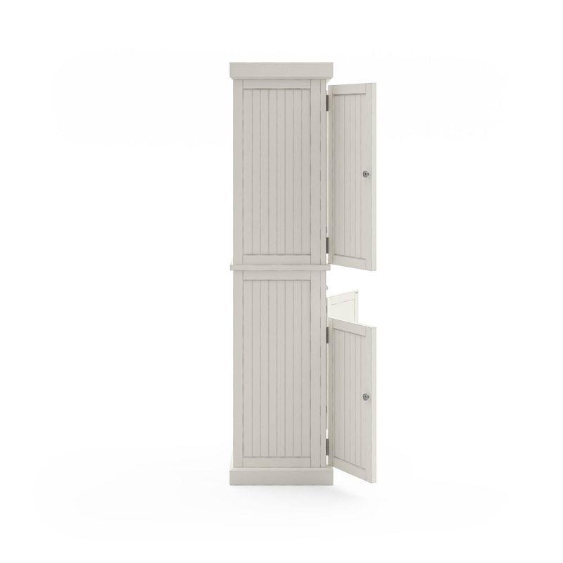 Nantucket Pantry Off White - Homestyles: Coastal Style Storage, 4-Door Hardwood Cabinet with Adjustable Shelves