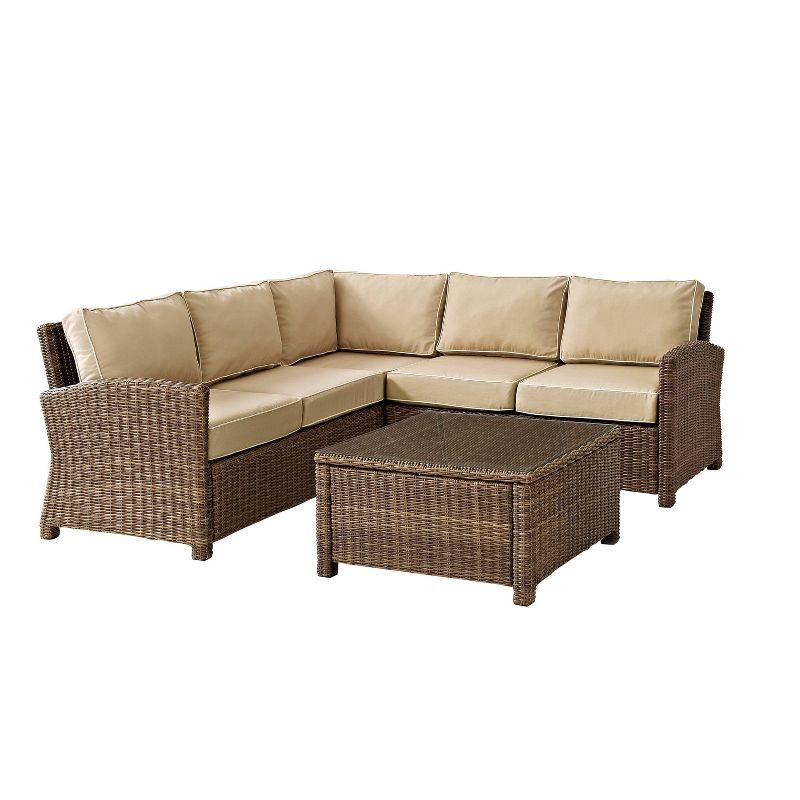 Weathered Brown 4-Piece Steel Outdoor Sectional Sofa Set