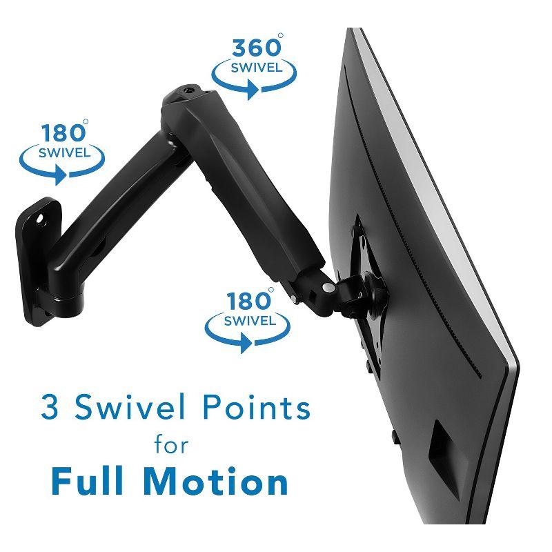 Mount-It! Wall Mount Monitor Arm, Full Motion Gas Spring Arm Fits 13 - 32 Inch Screens with 75 or 100 VESA Patterns, Camper RV Compatible